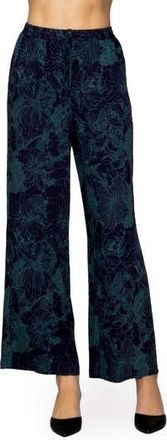 Melloday Abstract Print Wide Leg Pants in Navy/Teal at Nordstrom Rack, Size X-Large