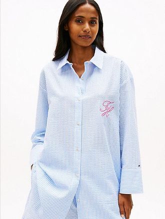 Tommy Hilfiger Seersucker Longline Cover-Up Shirt