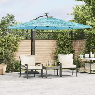 Berkfield Home Garden Parasol with Steel Pole Blue 269x269x235 cm | Size: 269 x 269 x 235 cm