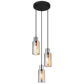 Netlighting Lidaria Cluster Pendant Matt Black Smoke Glass Shade 3x E27