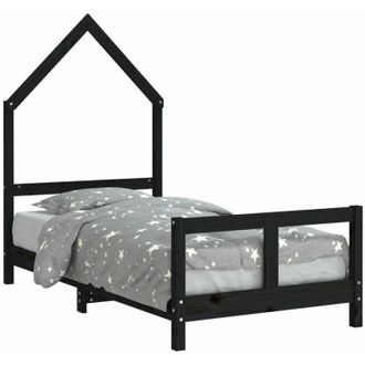 vidaXL Estructura De Cama Para Ni&ntilde;os Madera De Pino Negro 80x160 Cm Vidaxl