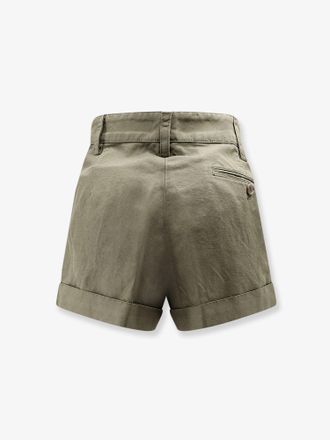 Aspesi Cotton-Linen Pleated Shorts - Green