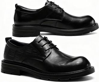 Generic Mens Genuine Leather Dress Shoes, Lace-Up Business Formal with Cushioned Insole and Durable PU Outsole, Comfortable Office Wedding(Black,5.5 UK)