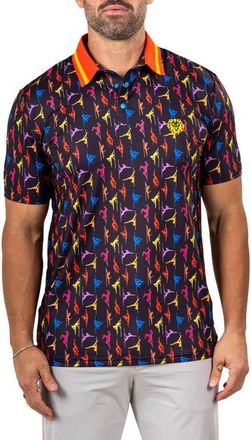 Maceoo Martyr Print Golf Polo in Black at Nordstrom, Size 2