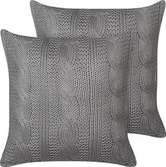 Beliani Beliani - Conjunto De 2 Cojines De Algod&oacute;n 45 X 45 Cm Gris Constylis
