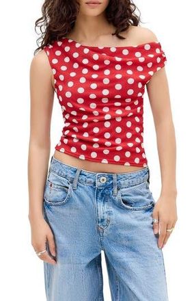 BDG Fia Polka Dot Off the Shoulder Top in Red at Nordstrom Rack, Size X-Large