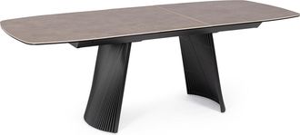 BIZZOTTO Ausziehbarer Keramik Design Esstisch Oliver 180-220 x 90 cm, Schwarz/Taupe