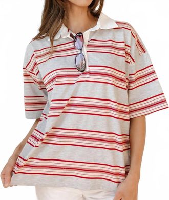 Nia Ronda Stripe Top In Heather Grey