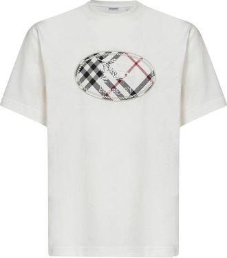 Burberry Check Knight Stamp Katoenen T-shirt - Heren - T-shirts - Wit - XL - Katoen - Tops
