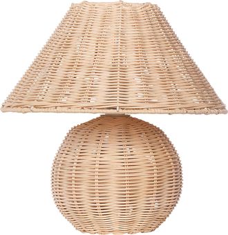 Beliani L&aacute;mpara De Mesa De Rat&aacute;n Natural Color Beige Estilo Boho Sala De Estar Dormitorio Cinder