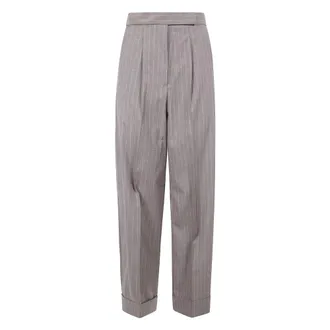 Max Mara Broeken, Dames, Paars, M, Wol, Mxmmanetta Korte Lichtgewicht Wollen Broek