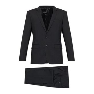 Dolce & Gabbana Single Breasted Suits, male, Black, Size: M Wool Suit with Vest