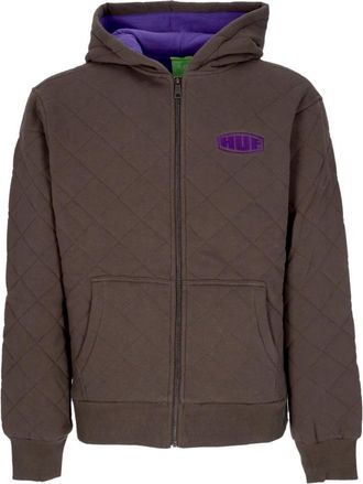 HUF Gewatteerde Rits Hoodie met Thermische Voering - Heren - Vesten met rits - Bruin - L - Katoen - Hoodies & sweatvesten
