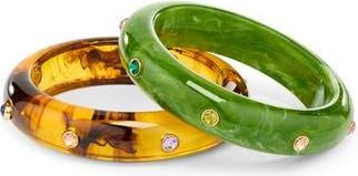 Natasha Set of 2 Stone Bangle Bracelets in Green/Neutral at Nordstrom Rack