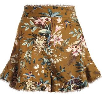 Zimmermann Zimmerman Mustard Tropicale Flutter Shorts Size S