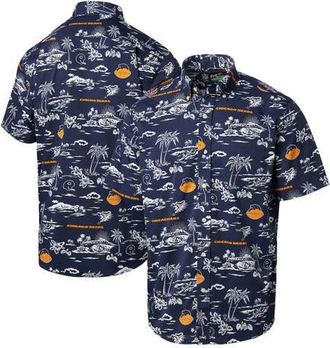Reyn Spooner Mens Reyn Spooner Navy Chicago Bears Throwback Kekai Print Button-Up Shirt at Nordstrom, Size Small