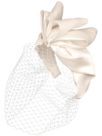 Jennifer Behr Odella voilette headband - women - Silk/Steel - One Size - Neutrals