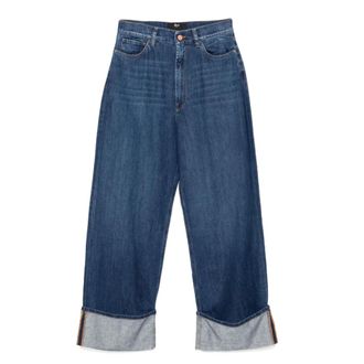 3x1 Jeans, Dames, Blauw, W29, Katoen, Wijde Pijp Indigo Blauwe Skater Jeans