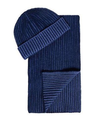 8 by YOOX RECYCLED EXTRAFINE WOOL RIBBED KNIT HAT & SCARF SET