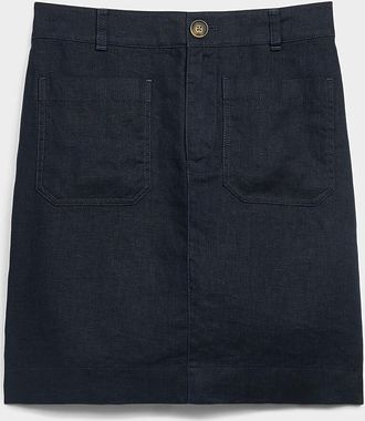 Contemporaine Womens Patch pockets pure linen skort