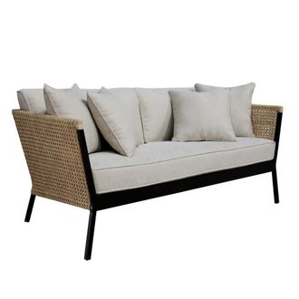 LOLAhome Sof&aacute; de jard&iacute;n de 2 plazas Niva de rattan sint&eacute;tico y aluminio