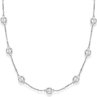 Allurez Lab Diamonds By The Yard Station Necklace 14k in White Gold at Nordstrom, Size 18