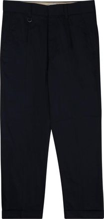 Paolo Pecora Tailored Blue Trousers with Subtle Cuff and Metal Detailing