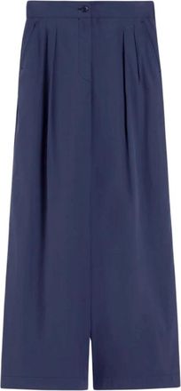 Max Mara Wijde Pijpen Broek - Dames - Wijde Broeken - Blauw - 2XL - Katoen - Broeken