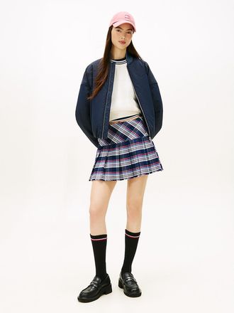 Tommy Hilfiger Womens Tommy Jeans Pleated Tartan Mini Skirt - Navy - M