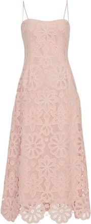 Lela Rose Womens Floral Lace Midi Dress In Pink