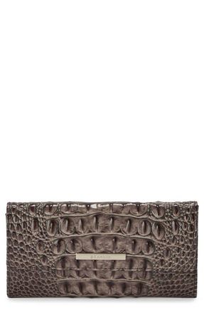 Brahmin Cordelia Croc Embossed Leather Wallet in Smokey Taupe Melbourne at Nordstrom