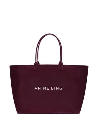 Anine Bing Leo Coated Canvas Tote - Fig