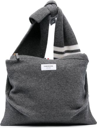 Thom Browne 4-Bar Stripe crossbody bag - men - Polyester/Merino - OS - Grey
