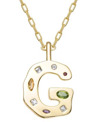Genevive 14K Plated Cz Alphabetical Necklace