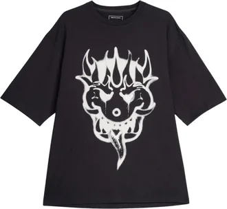 Yohji Yamamoto GFX Short Sleeve Tee - Heren - T-shirts - Zwart - M - Katoen - Tops