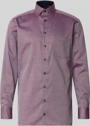 Olymp Modern Fit Businesshemd mit Kentkragen in Bordeaux, Größe 39