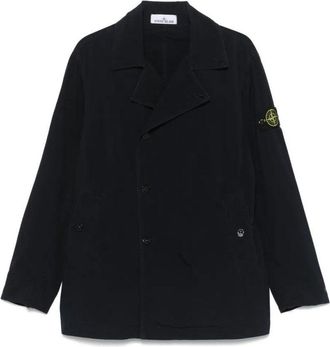 Stone Island Navy Blue Double-Breasted Poly-Tc Jacket