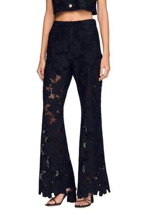 Sandro Guipure lace trousers in Black at Nordstrom, Size 38 Eu