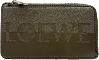 Loewe Khaki Orange Leather Coin Purse/Coin Case (Pre-Owned)