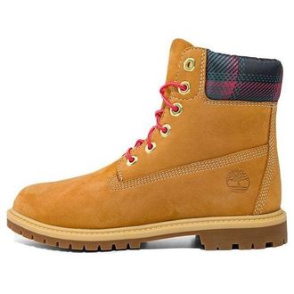 Timberland (WMNS) Timberland Heritage 6 Inch Waterproof Boots Wheat Nubuck with Pink Teal Plaid A5MC4231
