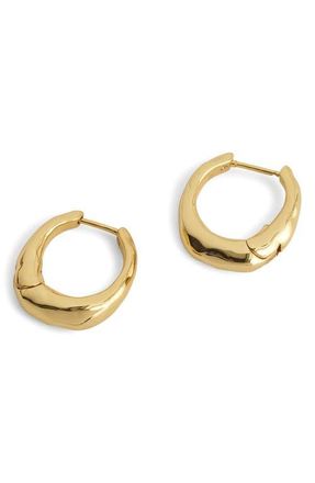 Madewell Hammered Puffy Small Huggie Hoop Earrings in Antique Gold at Nordstrom