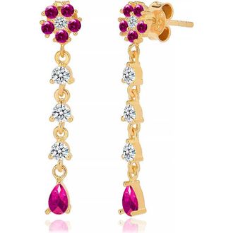 Gabi Rielle Sterling Silver Pink CZ Flower Dangle Earrings in Gold at Nordstrom Rack
