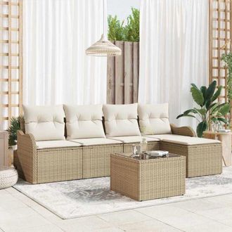 vidaXL Vidaxl - Conjunto De Sof&aacute; De Jard&iacute;n Con Coj&iacute;n 6 Pcs Beige Polirat&aacute;n