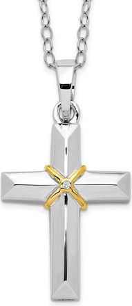 Diamond2Deal Sterling Silver CZ Accent Cross Ash Holder Necklace 18