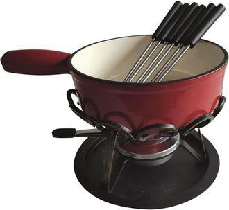OEM Set De Fondue Liso Rojo 24 Cm Calentador De Hierro Forjado - Dsbrgsaf24 - Tableandcook