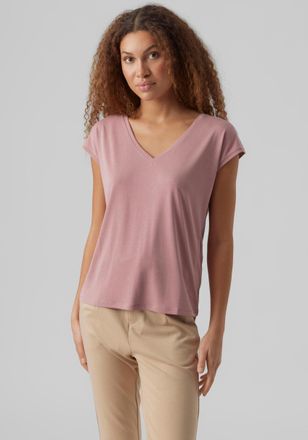 Vero Moda V-Shirt VERO MODA VMFILLI SS V-NECK TEE GA NOOS, Damen, Gr. L, rosa (nostalgia rose), Jersey, Obermaterial: 70% Modal (TENCEL), 30% Polyester, unifarb