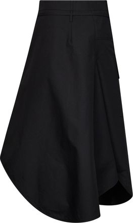 Bottega Veneta Womens Long Asymmetric Cotton Skirt Black