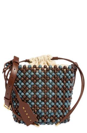 Marni Wood Bead Bucket Bag in Faded Denim/brunette at Nordstrom