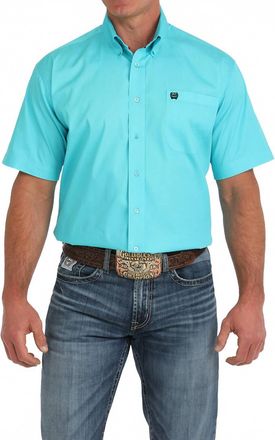 Cinch Solid Short Sleeve Classic Shirt In Turquoise