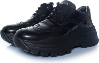 Prada Womens, chunky broque trainers in black Leather - Size 40.5 EU/IT